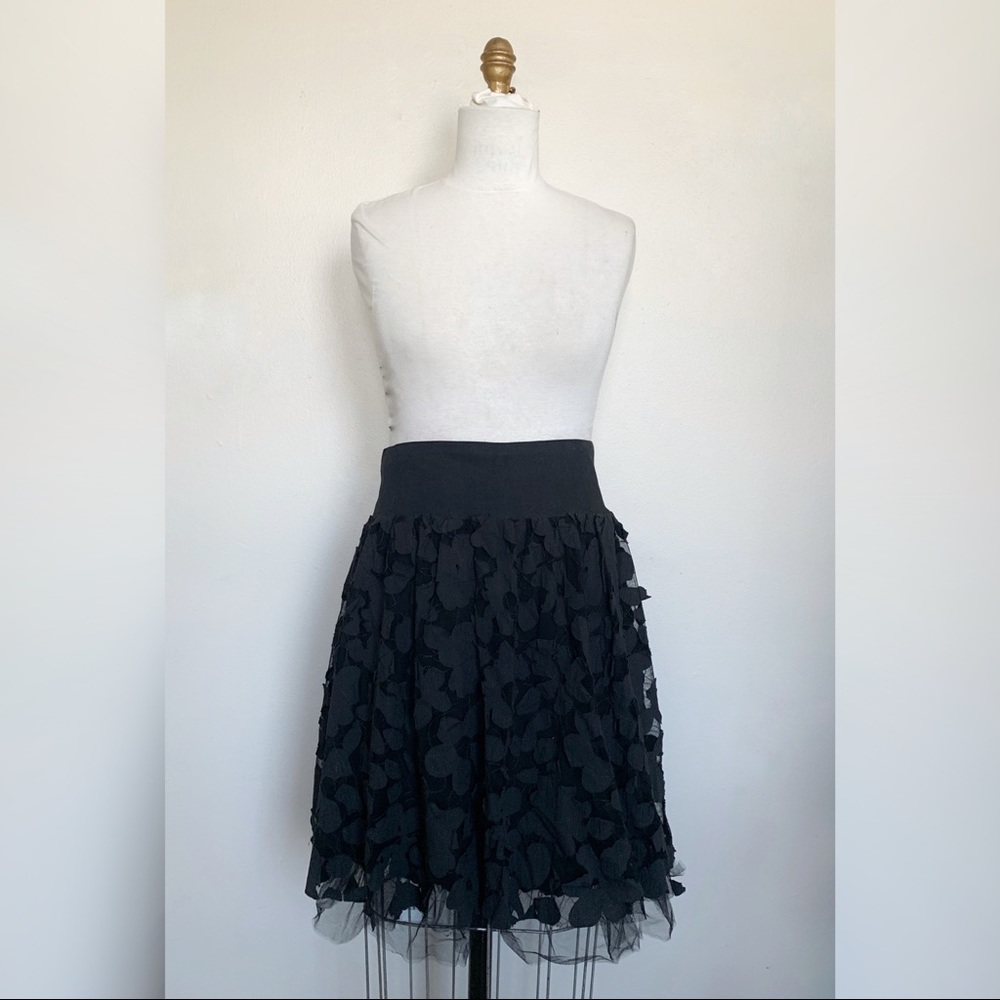 Floral Lace Skirt with Tulle Trim